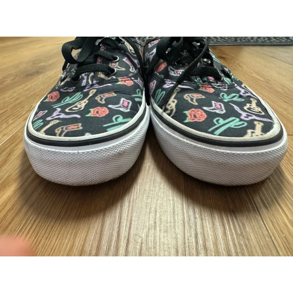 Vans Authentic Neon Western Print Sneakers Black Pink Green Women 7 721454